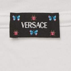Pre Owned Versace White Cotton Medusa Butterfly Embellished Crew Neck T-Shirt M