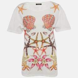 Pre Owned Versace White Cotton Tresor De La Mer Crew Neck T-Shirt S