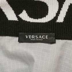 Pre Owned Versace Black/White Paneled Nylon Bomber Jacket S