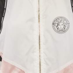 Pre Owned Versace Black/White Paneled Nylon Bomber Jacket S