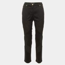 Pre Owned Versace Black Denim & Mesh Paneled Slim Fit Jeans M/Waist 31" 