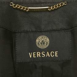 مملوكة مسبقًا جاكيت زري أمامي قطن مزيج أسود من فيرساتشي مقاس متوسط - ميديم