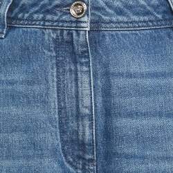 Pre Owned بنطلون جينز مستقيم الساق فيرساتشي دنيم مغسول أزرق عالي الخصر مقاس وسط ميديوم 30"