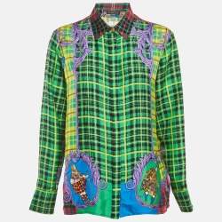 Pre Owned Versace Multicolor Tartan Check 'The Clans' Silk Shirt M