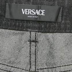 مملوكة مسبقًا Versace Dark Grey Denim Wide Leg Jeans M Waist 34"
