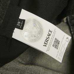 مملوكة مسبقًا Versace Dark Grey Denim Wide Leg Jeans M Waist 34"