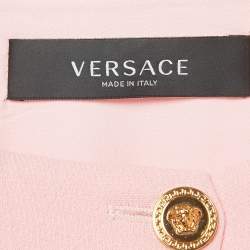 Pre Owned Versace Pink Wool Medusa Button Mini Skirt S