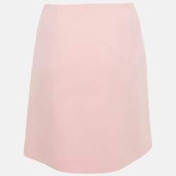 Pre Owned Versace Pink Wool Medusa Button Mini Skirt S