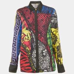 Pre Owned Versace Multicolor Printed Silk Shirt M