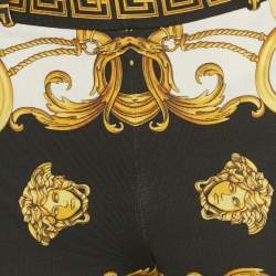 Pre Owned Versace White/Yellow Rodeo Barocco Print Jersey Leggings L
