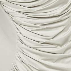 Pre Owned Versace Grey Crepe & Satin Draped Sleeveless Mini Dress M