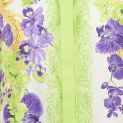 Pre Owned Versace Green Medusa Orchid Print Silk Shirt M