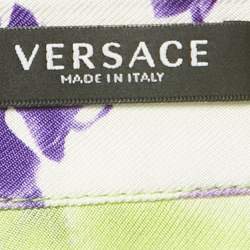 Pre Owned Versace Green Medusa Orchid Print Silk Shirt M