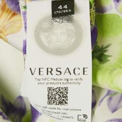 Pre Owned Versace Green Medusa Orchid Print Silk Shirt M