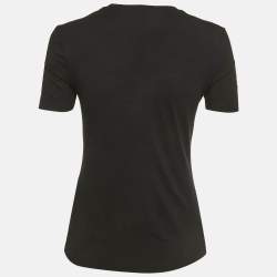 Pre Owned Versace Black Embroidered Jersey Crewneck T-Shirt M