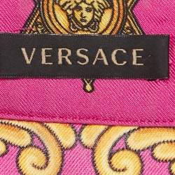 Pre Owned Versace Pink Baroque Print Silk Shirt M
