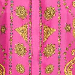 Pre Owned Versace Pink Baroque Print Silk Shirt M