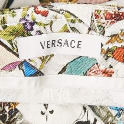 Pre Owned Versace Multicolor Printed Denim Shorts S/Waist 24"
