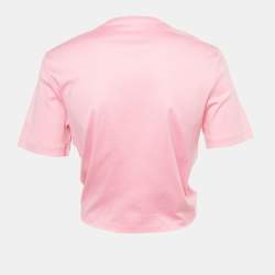 مملوكة مسبقًا توب فيرساتشي قطن مطبوع بإلهه وردي معقود مقاس صغير (سمول)