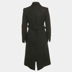 Pre Owned Versace Black Wool Felt Belted Midi Coat XS