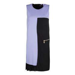Versace Colorblock Ruffle Bottom Hem Detail Sleeveless Dress S