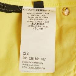 Pre Owned بنطلون جينز فيرساتشي قطني أصفر ملائم عادي مقاس صغير بخصر 28 بوصة