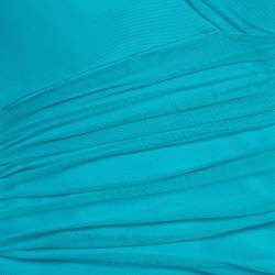 مملوكة مسبقًا فستان فيرساتشي تول أزرق مكشكش بكتف واحد ميدي مقاس صغير (S)