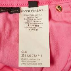 Pre Owned Versace Pink Pocket Embroidered Cotton Jeans S/Waist 28"