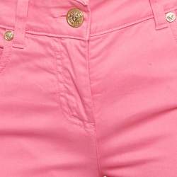 Pre Owned Versace Pink Pocket Embroidered Cotton Jeans S/Waist 28"