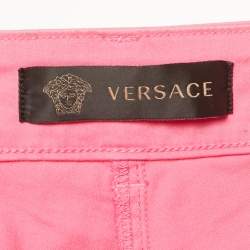 Pre Owned Versace Pink Pocket Embroidered Cotton Jeans S/Waist 28"
