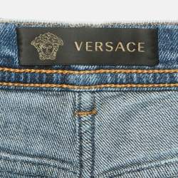 مملوكة مسبقًا Versace Blue Denim Straight Jeans S/Waist 26"