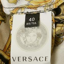 مملوكة مسبقًا Versace Yellow/Black Barocco Print Silk Pleated Mini Skirt S