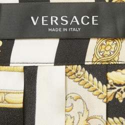 مملوكة مسبقًا Versace Yellow/Black Barocco Print Silk Pleated Mini Skirt S