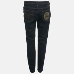 مملوكة مسبقًا بنطلون جينز سكيني دينم بأجزاء مغايرة أزرق فيرساتشي بمقاس صغير - خصر 26 بوصة