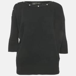 مملوكة مسبقًا Versace Black Wool Crew Neck Sweater S 