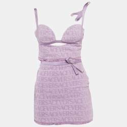 Pre Owned Versace x Dua Lipa Lavender Monogram Terry Set XS