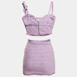 Pre Owned Versace x Dua Lipa Lavender Monogram Terry Set XS