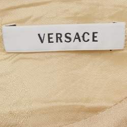 مملوكة مسبقًا فستان ضيق فيرساتشي قطني مطبوع زهري/كريمي مقاس صغير