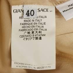 مملوكة مسبقًا فستان ضيق فيرساتشي قطني مطبوع زهري/كريمي مقاس صغير