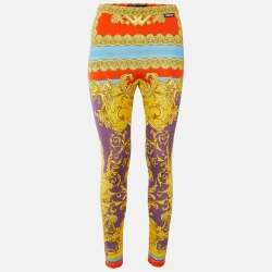 مملوكة مسبقًا Versace Multicolor Heritage Print Jersey Leggings M 