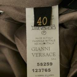 Pre Owned Versace Grey Silk Belted Halter Neck Mini Dress S