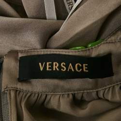 Pre Owned Versace Grey Silk Belted Halter Neck Mini Dress S