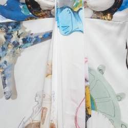 مملوكة مسبقًا Versace White Underwater Barocco Print Silk Strappy Dress S