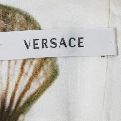 مملوكة مسبقًا Versace White Underwater Barocco Print Silk Strappy Dress S