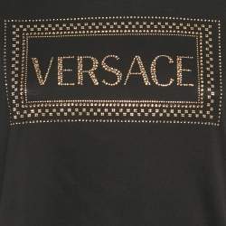 مملوكة مسبقًا Versace Black Medusa Rhinestone Jersey T-Shirt M