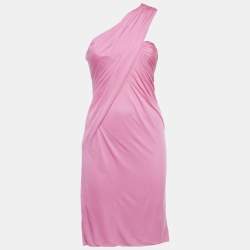 مملوكة مسبقًا Versace Pink Jersey Draped Strapless Mini Dress S