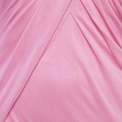 Pre Owned Versace Pink Jersey Draped Strapless Mini Dress S