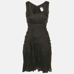 مملوكة مسبقًا فستان فيرساتشي VJC جيرسي أسود بكشكشة مقاس متوسط (ميديم)