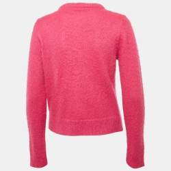Pre Owned Versace Pink Mohair Blend Cardigan M