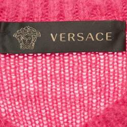 Pre Owned Versace Pink Mohair Blend Cardigan M